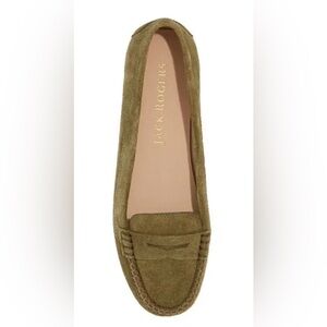 JACK ROGERS MOCK TOE PENNY SUEDE LOAFER-MOSS WOMENS OLIVE COLOR SIZE 7.5B NO BOX